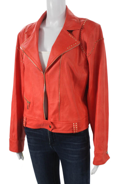 Insight Womens Red Biker Jacket Zip Polyester Long Sleeve Size 14