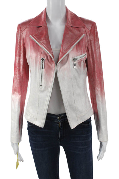 Insight Womens Biker Jacket Red Ombre Long Sleeve Size 2