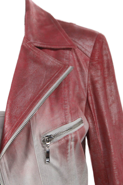 Insight Womens Red Ombre Motorcycle Jacket Zip Size 10