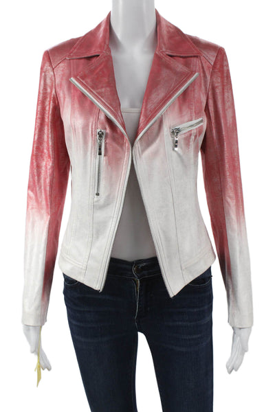 Insight Womens Biker Jacket Red Ombre Long Sleeve Size 6