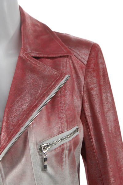 Insight Womens Biker Jacket Red Ombre Long Sleeve Size 6