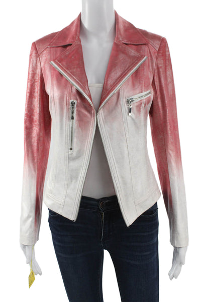Insight Womens Red Ombre Biker Jacket Long Sleeve Zip Size 16