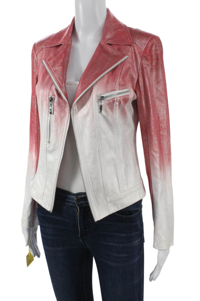 Insight Womens Red Ombre Biker Jacket Long Sleeve Zip Size 16