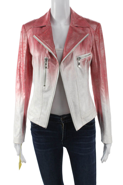 Insight Womens Biker Jacket Red Ombre Zip Long Sleeve Size 8