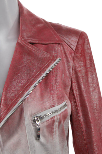 Insight Womens Biker Jacket Red Ombre Zip Long Sleeve Size 8