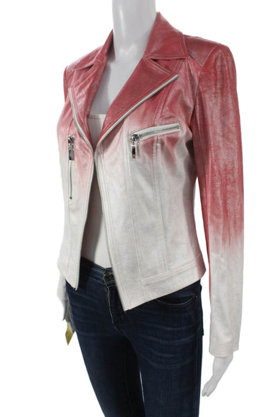 Insight Womens Biker Jacket Red Ombre Zip Long Sleeve Size 8