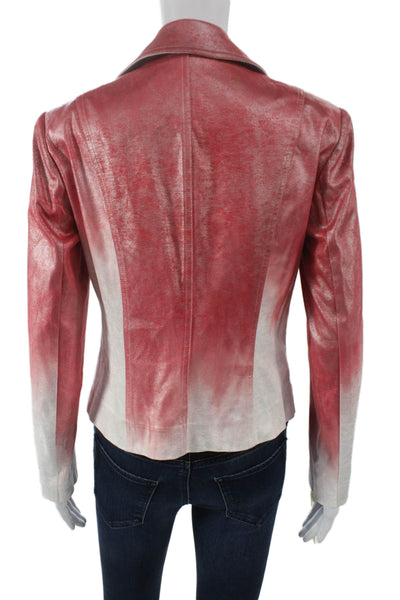 Insight Womens Biker Jacket Red Ombre Zip Long Sleeve Size 8