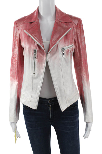 Insight Womens Motorcycle Jacket Red Ombre Long Sleeve Zip Size 4
