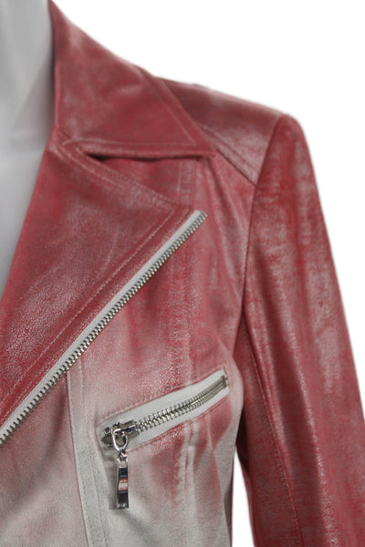 Insight Womens Motorcycle Jacket Red Ombre Long Sleeve Zip Size 4
