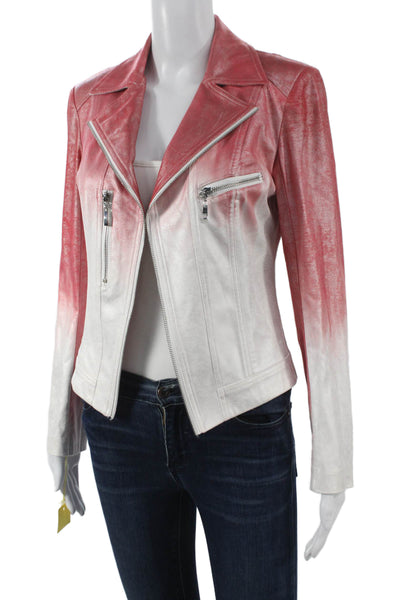 Insight Womens Motorcycle Jacket Red Ombre Long Sleeve Zip Size 4