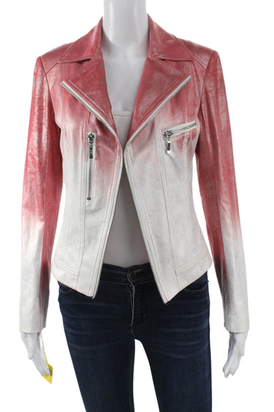Insight Womens Biker Jacket Red Ombre Zip Long Sleeve Size 12