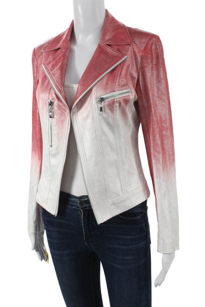 Insight Womens Biker Jacket Red Ombre Zip Long Sleeve Size 12