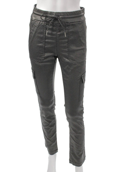Flog Womens Cargo Pants Gray Cotton Blend Drawstring Solid Fall Size 24