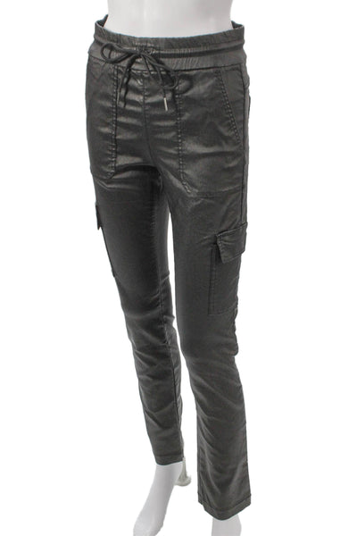 Flog Womens Cargo Pants Gray Cotton Blend Drawstring Solid Fall Size 24