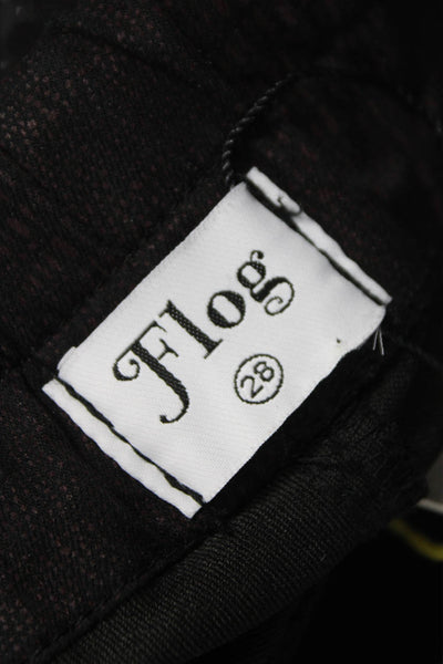 Flog Womens Jogger Pants Black Cotton Drawstring Inseam 26 Size 28