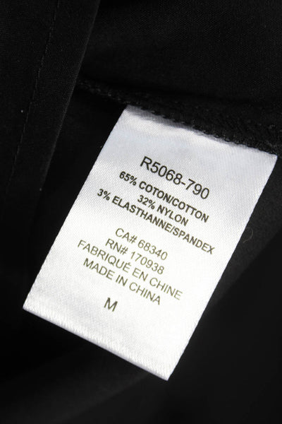 Renuar Women Collared Black Long Sleeve Button Up Blouse Size M