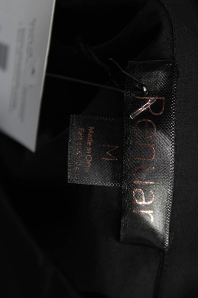 Renuar Women Collared Black Long Sleeve Button Up Blouse Size M