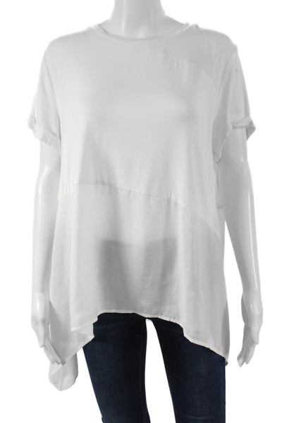 Renuar Women Tunic T-Shirt White Polyester Round Neck Short Sleeve Size L