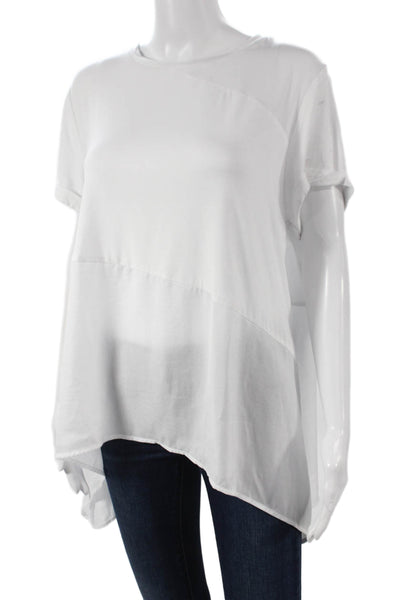 Renuar Women Tunic T-Shirt White Polyester Round Neck Short Sleeve Size L