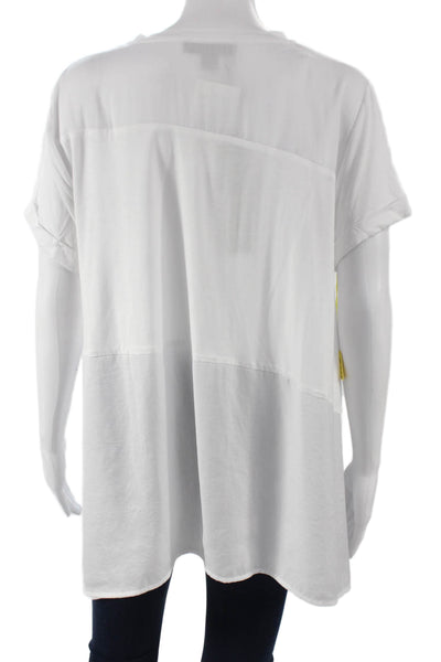 Renuar Women Tunic T-Shirt White Polyester Round Neck Short Sleeve Size L