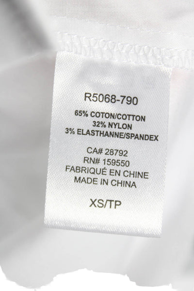 Renuar Womens White Cotton Blend Collared Button-Up Blouse Long Sleeve Size XS