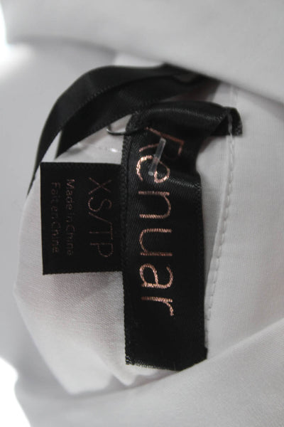 Renuar Womens Tunic Blouse White Collared 3/4 Sleeve Button Size XS