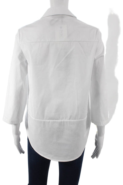 Renuar Women Tunic Blouse Collared 3/4 Sleeve White Petites Size S
