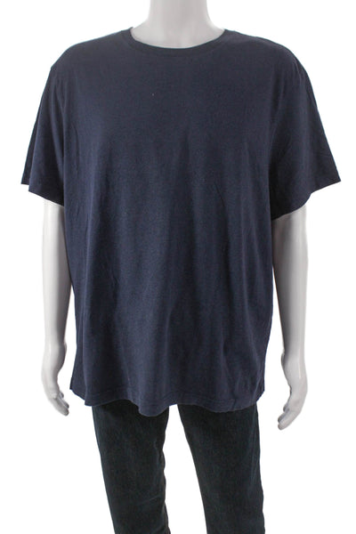 J Crew Mens Basic Blue T-Shirt Crew Neck Short Sleeve 55% Cotton Size 2XL