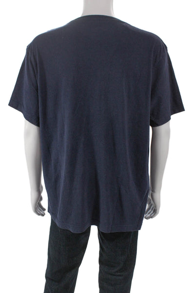 J Crew Mens Basic Blue T-Shirt Crew Neck Short Sleeve 55% Cotton Size 2XL