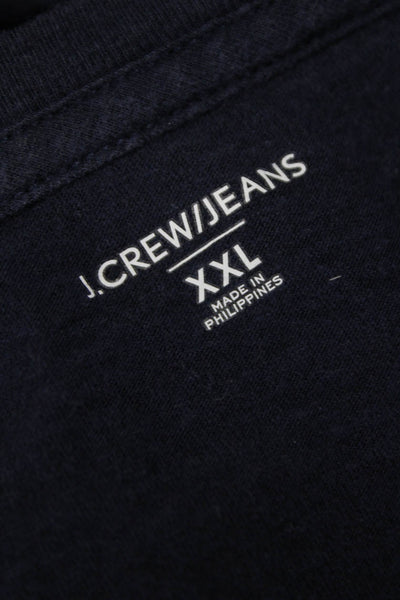 J Crew Mens Basic Blue T-Shirt Crew Neck Short Sleeve 55% Cotton Size 2XL