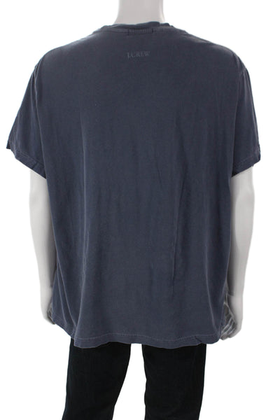 J Crew Mens Basic Crew Neck Solid Cotton Short Sleeve T-Shirt Blue Size XL
