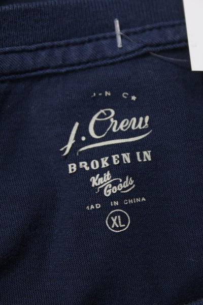 J Crew Mens Basic Blue Cotton Crew Neck T-Shirt Short Sleeve Size XL