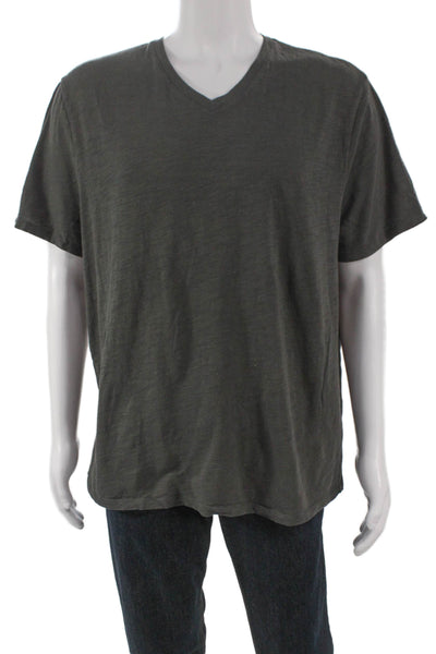 Vince Mens Basic V-Neck Gray Cotton Short Sleeve T-Shirt Size XL