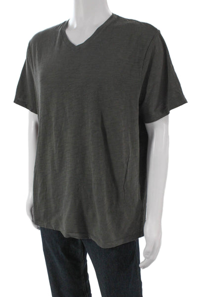 Vince Mens Basic V-Neck Gray Cotton Short Sleeve T-Shirt Size XL