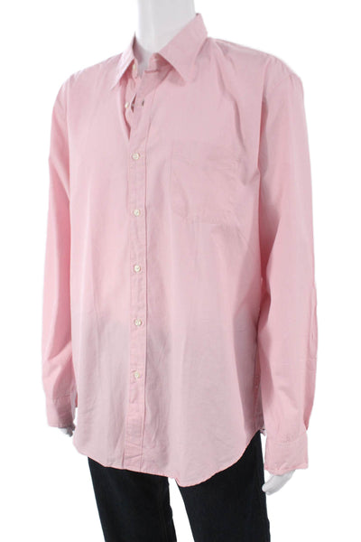 J Crew Mens Button Front Long Sleeve Collared Shirt Pink Cotton Size XL