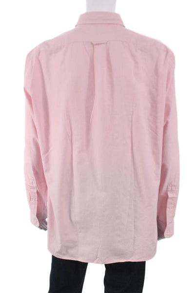 J Crew Mens Button Front Long Sleeve Collared Shirt Pink Cotton Size XL