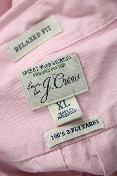 J Crew Mens Button Front Long Sleeve Collared Shirt Pink Cotton Size XL