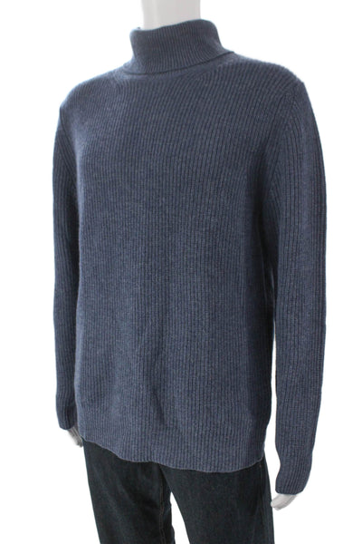 Hartford Mens Pullover Sweater Blue Turtleneck 90% Wool Long Sleeve Size XL