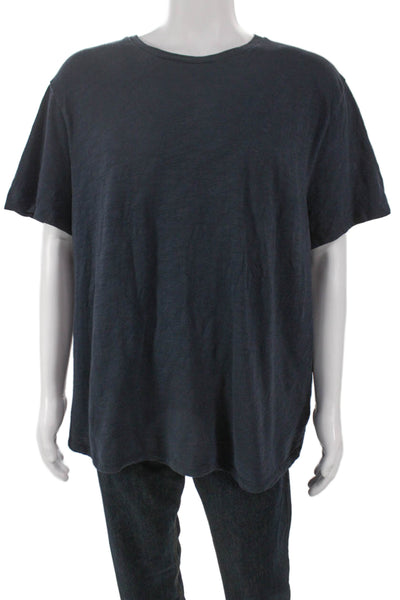 Vince Mens Basic Cotton Crewneck Short Sleeve T-Shirt Blue Size 2XL