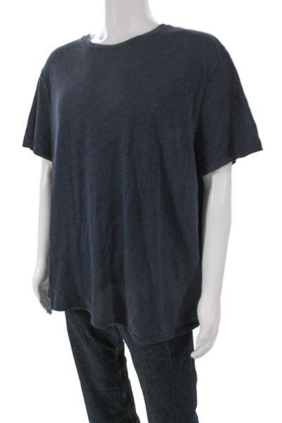 Vince Mens Basic Cotton Crewneck Short Sleeve T-Shirt Blue Size 2XL
