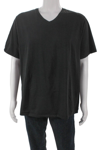 Vince Mens V-Neck Basic Pima Cotton Short Sleeve T-Shirt Black Size XL