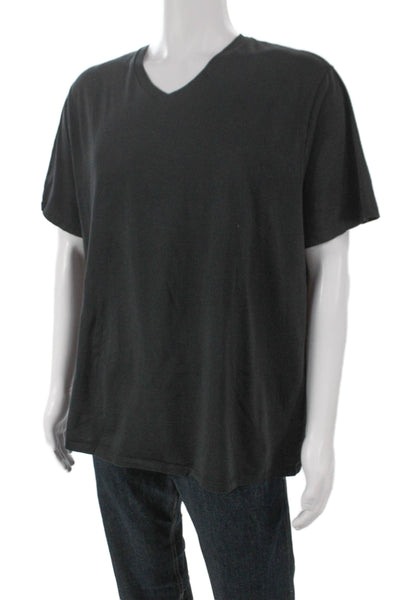 Vince Mens V-Neck Basic Pima Cotton Short Sleeve T-Shirt Black Size XL