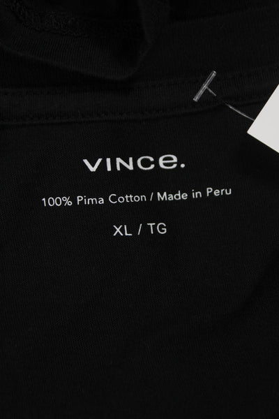 Vince Mens V-Neck Basic Pima Cotton Short Sleeve T-Shirt Black Size XL