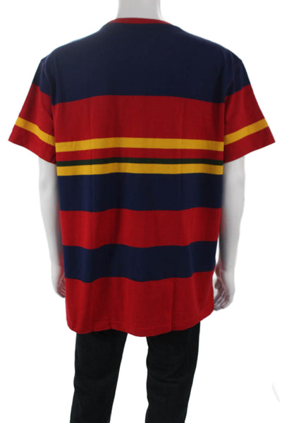J Crew Mens Basic Striped Red Cotton Crew Neck Short Sleeve T-Shirt Size XL