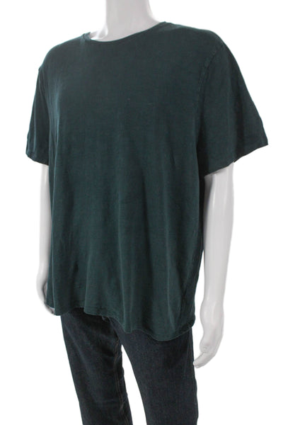 Vince Mens Basic Green Cotton Crew Neck Short Sleeve T-Shirt Size 2XL