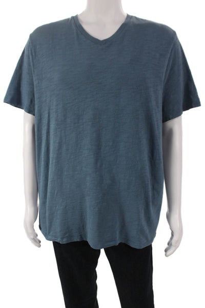 Vince Mens Basic V-Neck Blue Cotton Short Sleeve T-Shirt Size XL