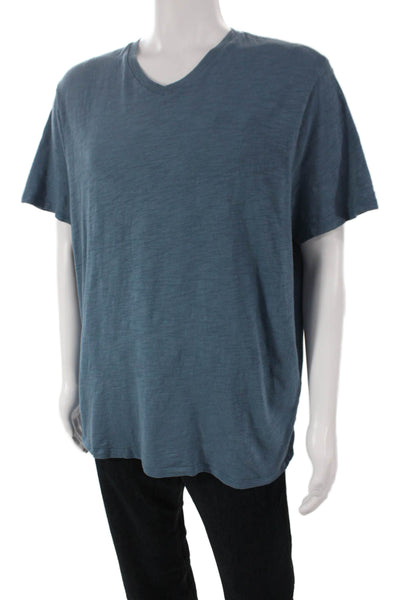 Vince Mens Basic V-Neck Blue Cotton Short Sleeve T-Shirt Size XL