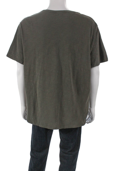 Vince Mens Basic T-Shirt Green Cotton Crew Neck Short Sleeve Size XL