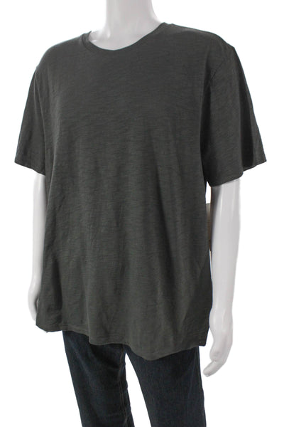Vince Mens Basic V-Neck T-Shirt Green Cotton Short Sleeve Size 2XL