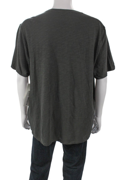 Vince Mens Basic V-Neck T-Shirt Green Cotton Short Sleeve Size 2XL